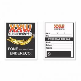 Adesivo Troca de Óleo (F/V) Vinil Transparente Espelhado + Vinil Branco  4x4 Fosco  